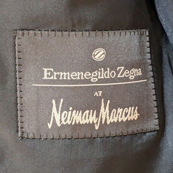 Ermenegildo Zegna x Neiman Marcus Black Wool Striped Three Button Blazer Sz 42US - Picture 8 of 10